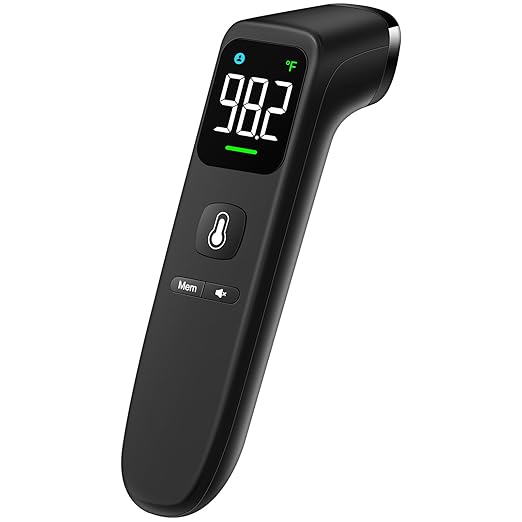 No-Touch Thermometer for Adults and Kids - Digital Forehead Thermometer with High Accuracy, Ultra Clear LEDScreen and Fever Alarm