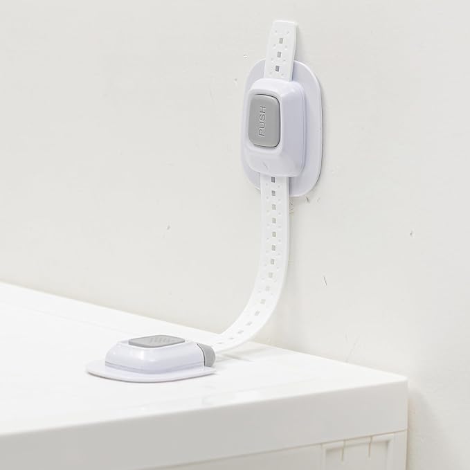 YEYA No Drill Anti tip Furniture Adjustable Straps Wall Anchors for Baby proofing with Strong 3M Adhesive Backing (Upgraded 2P)