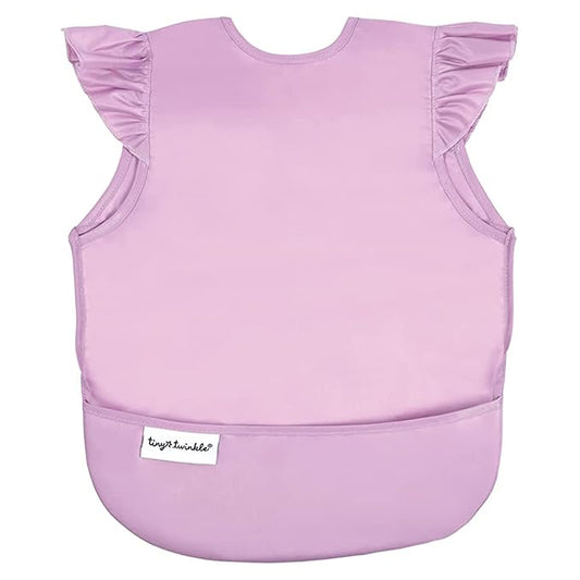 Tiny Twinkle Mess Proof Baby Bib for Girls | Waterproof Toddler Bib for Eating | Baby Apron for Feeding | Machine Washable | Perfect Shower Gift (Lilac, Small 6-24 Months)