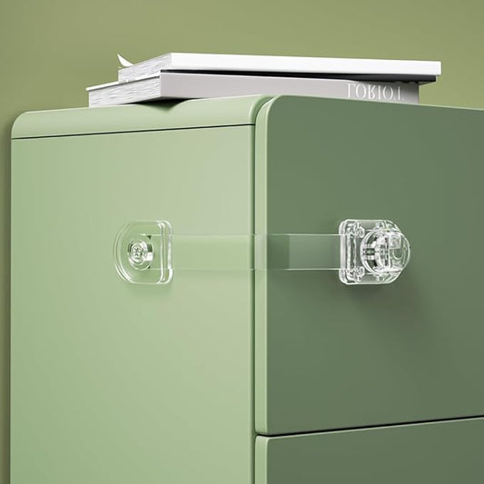 SAFELON 2 Pcs Transparent Child Proof Cabinet Locks Baby Safety Drawer Strap Locks, Baby Security Multi-Function Lock for Drawers, Fridges, Toilets, Cupboards, Cabinets (Clear)