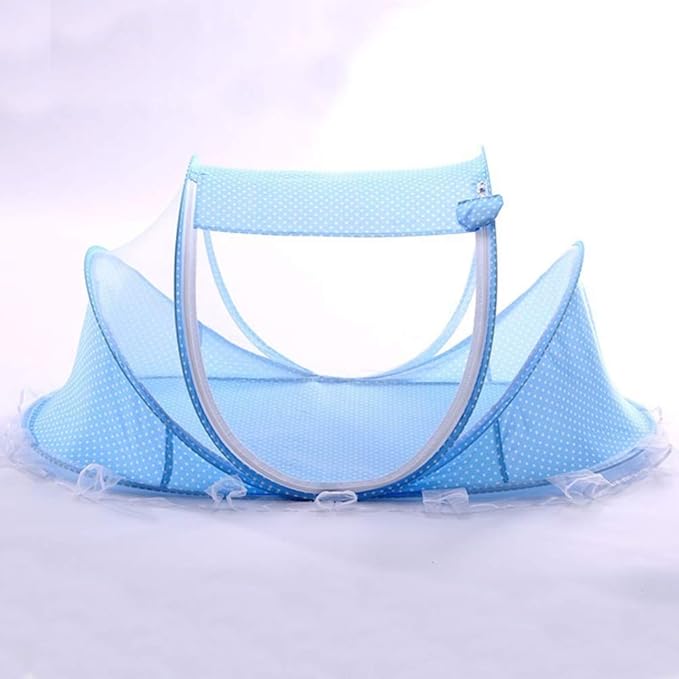 Portable Foldable Baby Bed Net Polyester Newborn Sleep Bed Travel Bed, Fabric for Easy (Sky-Blue,Green)