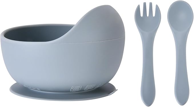 Silicone Baby Feeding Set, Baby Bowls, Baby Spoons and Baby Forks Can Fit in the Dishwasher and Microwave with Baby Feeding Supplies (B-2)