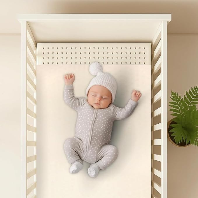 ORGANIC TEXTILES Organic Latex Crib Mattress Topper - 3" Latex for Playard (38"x26") - Breathable GOLS/GOTS Certified – Water-Resistant Organic Cotton Cover – No Polyester, Hypoallergenic, Non-Toxic