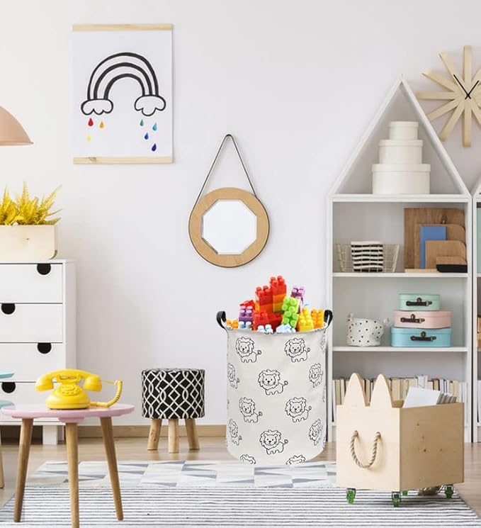 ESSME Baby Hamper,Nursery Laundry Basket,Lion Storage Basket,Toy bin for Boys, Gift Baskets,Room Decor,Home Organizer (Lions)