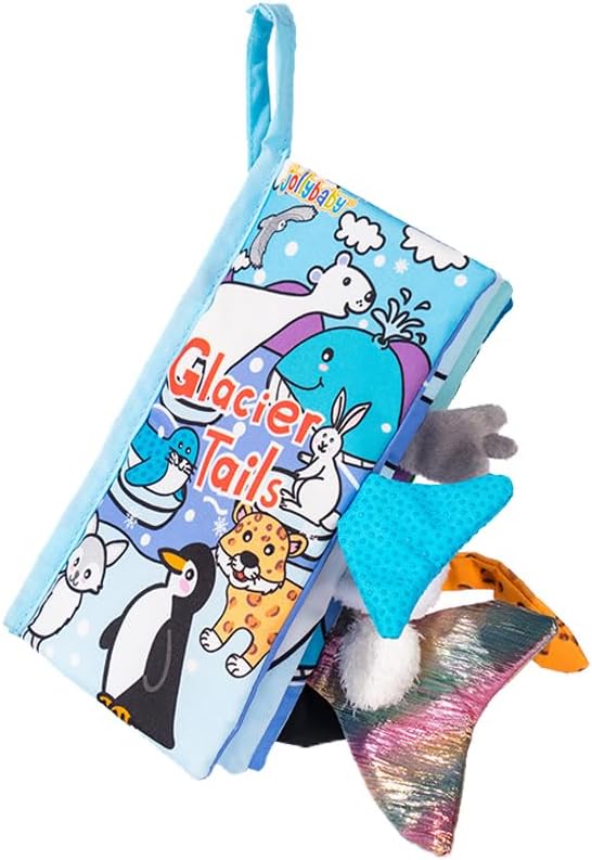 HECCEI Baby Cloth Books Soft Baby Book 0-6 Months Crinkle Books with Glacier Tails Touch and Feel Sensory Toys for Infant Tummy Time for 3 Months+ Easter Basket Stuffers