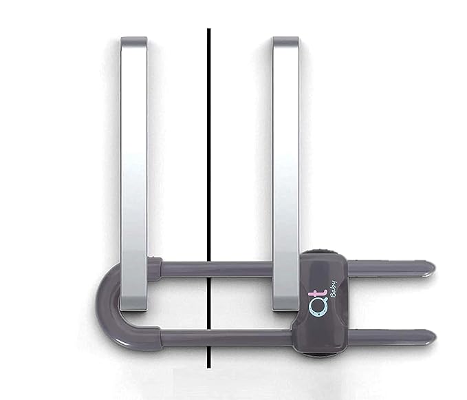 QT BABY Baby Proofing Cabinet Locks | Adjustable U Shaped Baby Safety Latches for Drawers, Fridge, Closet |Modern Baby Proofing Cabinet Lock with Extra Secure Lock Buttons (Pack of 4)