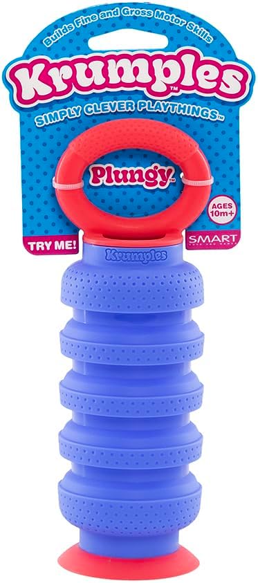 KRUMPLES Plungy Blue Sensory Suction Toy for Ages 10M+ | BPA-Free Silicone Fidget | Promotes Fine Motor Skills | Dishwasher Safe | Ideal Baby and Toddler Gift | Fun for All Ages