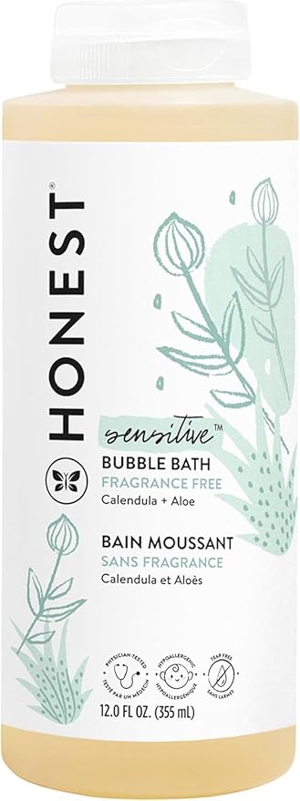 The Honest Company Foaming Bubble Bath Gentle for Baby, Naturally Derived, Tear-free, Hypoallergenic, Fragrance Free, Sensitive, 12 fl oz