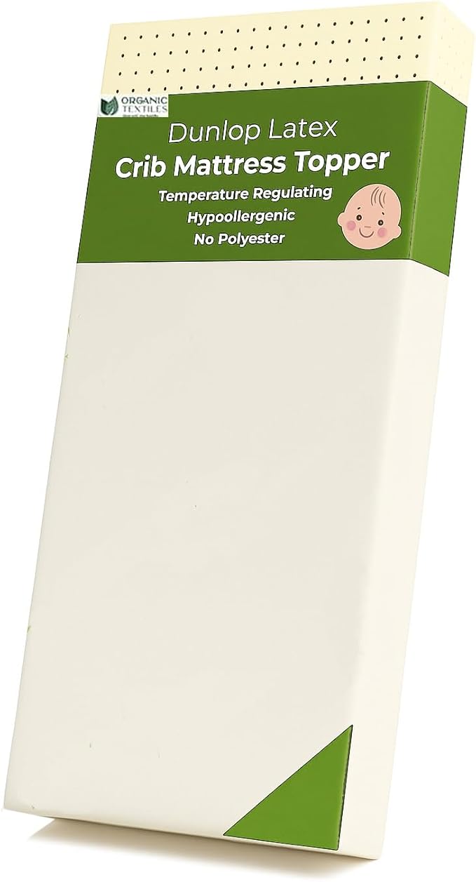 ORGANIC TEXTILES Organic Latex Crib Mattress Topper - 2" Latex for Playard (38"x26") - Breathable GOLS/GOTS Certified – Water-Resistant Organic Cotton Cover – No Polyester, Hypoallergenic, Non-Toxic