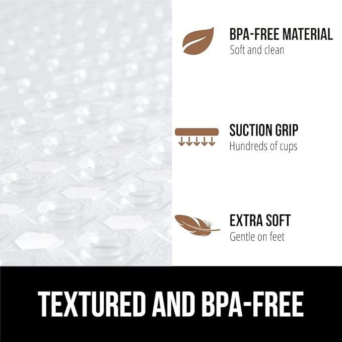 GORILLA GRIP Patented Square Shower Stall Mat, Small Bathtub Floor Mats for Stand Up Showers, Suction Cups and Drainage Holes, Machine Wash, Soft on Feet, Bathroom Accessories 21x21 Inch, 2 Pack White