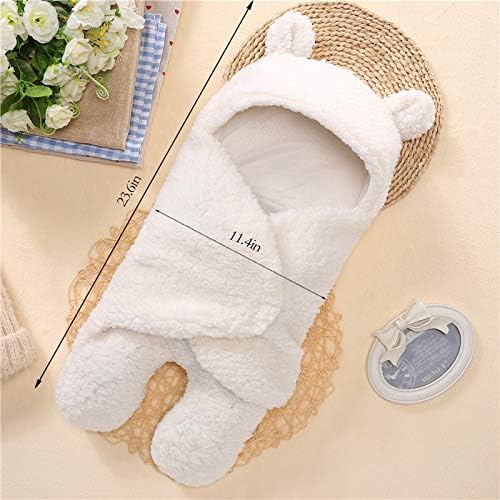 Nunibum Baby Swaddle Blanket Boys Girls Cute Bear Plush Essential Receiving Blanket Ultra-Soft Newborn Registry Sleeping Wraps for Infant 0-6 Months - White