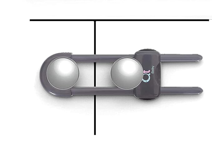 QT BABY Baby Proofing Cabinet Locks | Adjustable U Shaped Baby Safety Latches for Drawers, Fridge, Closet |Modern Baby Proofing Cabinet Lock with Extra Secure Lock Buttons (Pack of 4)
