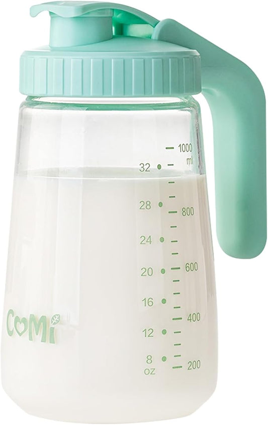 COMI 34oz Breast Milk Pitcher,No Leak Breast Milk Storage Containers for Fridge,Resistant to Heat and Cold,Wide Mouth Breastfeeding Essentials with Sealing Ring,Baby Formula Maker,Green