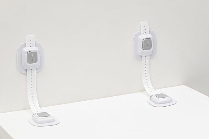 YEYA Upgraded No Drill Anti tip Furniture Wall Anchors Straps for Baby proofing with Strong 3M Adhesive Backing (4 Pack)