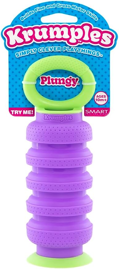 KRUMPLES Plungy Purple Sensory Suction Toy for Ages 10M+ | BPA-Free Silicone Fidget | Promotes Fine Motor Skills | Dishwasher Safe | Ideal Baby and Toddler Gift | Fun for All Ages