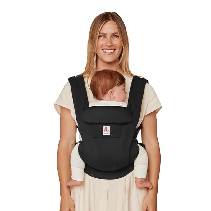 Ergobaby Omni Deluxe Baby Carrier Newborn to Toddler - Breathable Baby Carriers for Summer - All-Position Carrier with Enhanced Lumbar Support & Airflow (7-45 Pounds), Cotton, Onyx Black