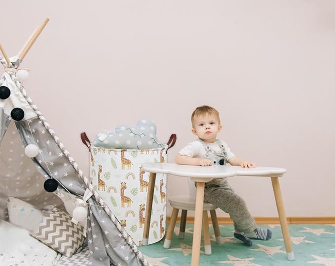 ESSME Kids Laundry Hamper,Giraffe Hamper Collapsible Canvas Waterproof Animal Storage Bin for Boy, Nursery Hamper,Gift Baskets,toy bins(Giraffe)