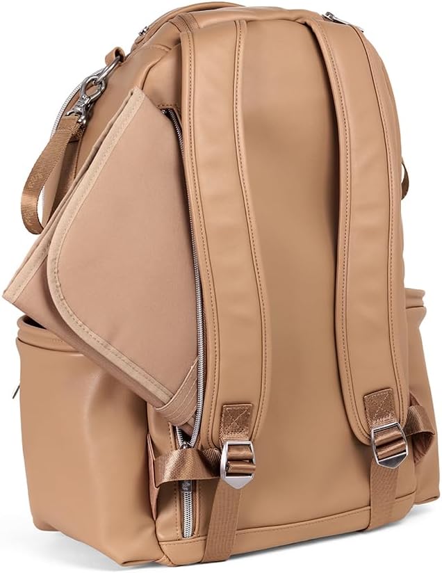 Itzy Ritzy Diaper Bag Backpack – Large Capacity Boss Plus Baby Backpack Diaper Bag Featuring 19 Pockets, Changing Pad, Stroller Clips, and Comfortable Straps (Chai)