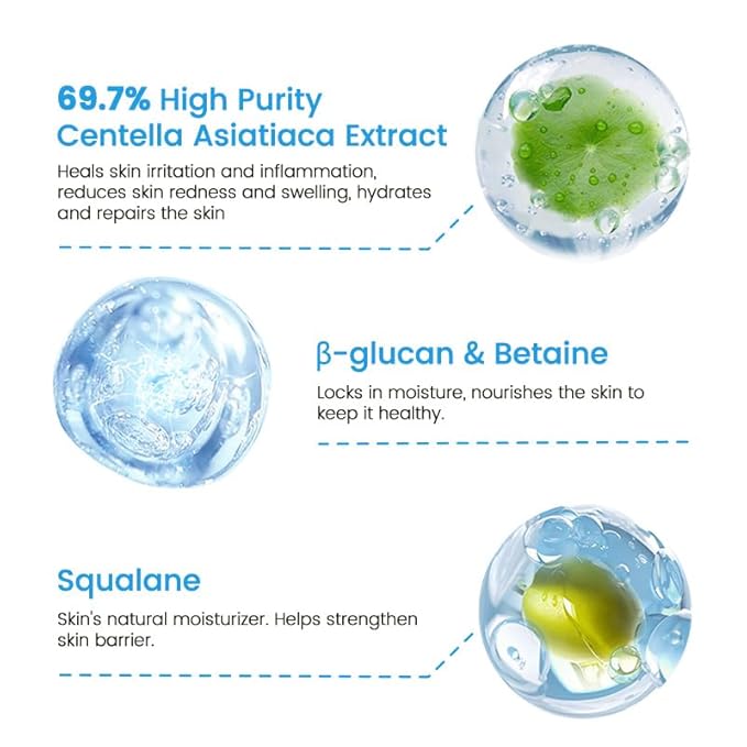 RUNBEN Kids Face Gel Cream with Centella Asiatiaca, Lightweight & Moisturizing, Clean & Gentle Lotion for Baby Sensitive Skin, Waterless Formula, Fragrance Free, 2.64 oz