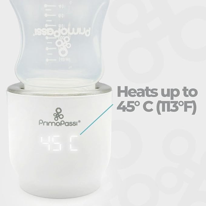 Primo Passi Portable Bottle Warmer on The Go, Travel Breastmilk & Water Bottle Warmer, Small, Lightweight & Fast - White