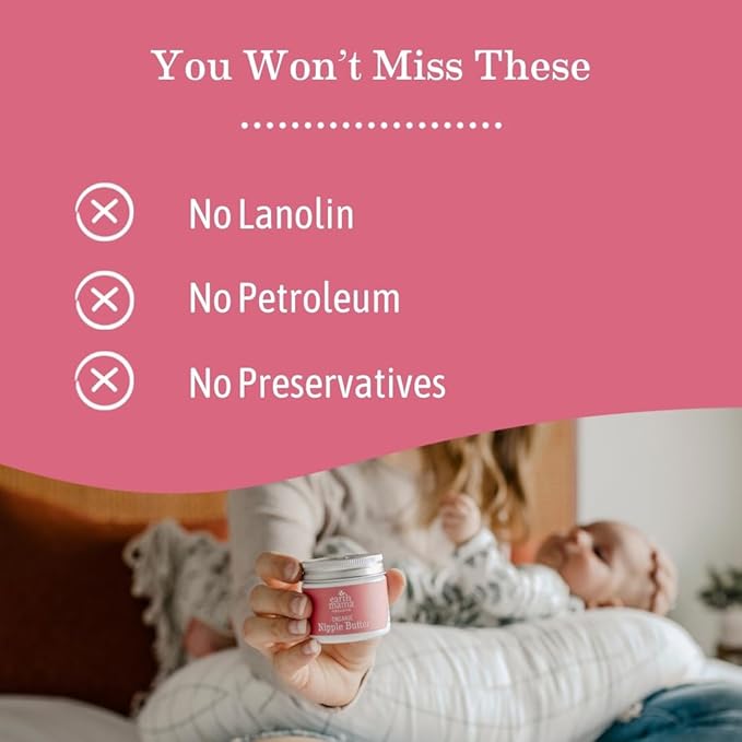 Earth Mama Organic Nipple Butter™ | Nipple Cream Safe for Breastfeeding | Postpartum Essentials for Nursing | Non Lanolin Nipple Cream, 2 fl oz (2-Pk) (Pack of 2)