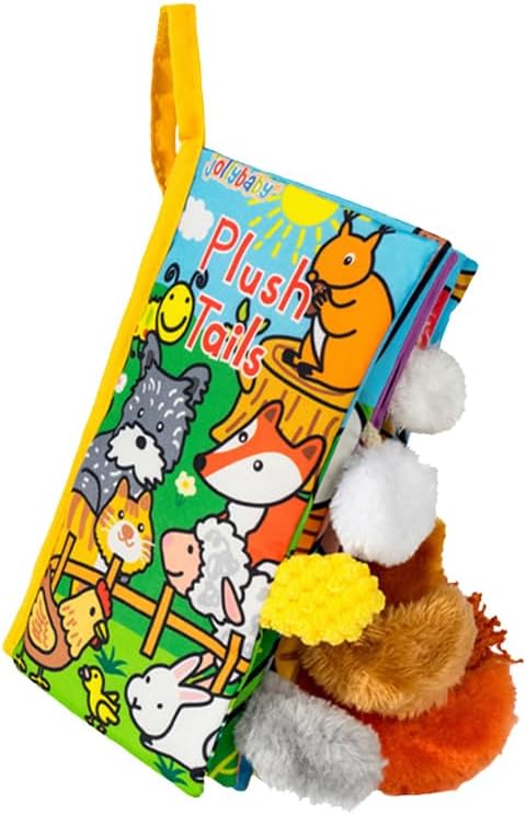 HECCEI Baby Cloth Books Soft Baby Book 0-6 Months Crinkle Books with Plush Tails Touch and Feel Sensory Toys for Infant Tummy Time for 3 Months+ Easter Basket Stuffers