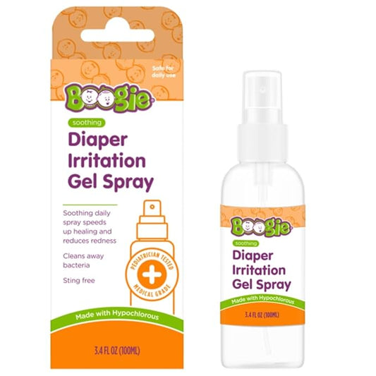 Boogie Hypochlorous Acid Diaper Irritation Gel Spray, Baby Essentials for Diaper Rash, Soothing Cleansing Spray, 3.4oz