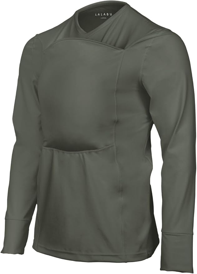 Lalabu Long-Sleeve Dad Shirt - Baby Wraps Carrier for Dad with Hand-Free Patented Pouch - Engineered for Bonding, Safety, & Comfort for Newborns Up to 15 Lbs. - CPSC Compliant
