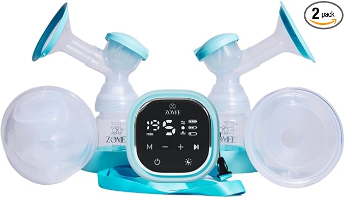Zomee Z2 Hands-Free Double Electric Breast Pump – Portable Wearable Pump with 3 Modes, 19 Suction Levels & Silicone 8oz Collection Cups, Quiet Rechargeable Breastfeeding Pump