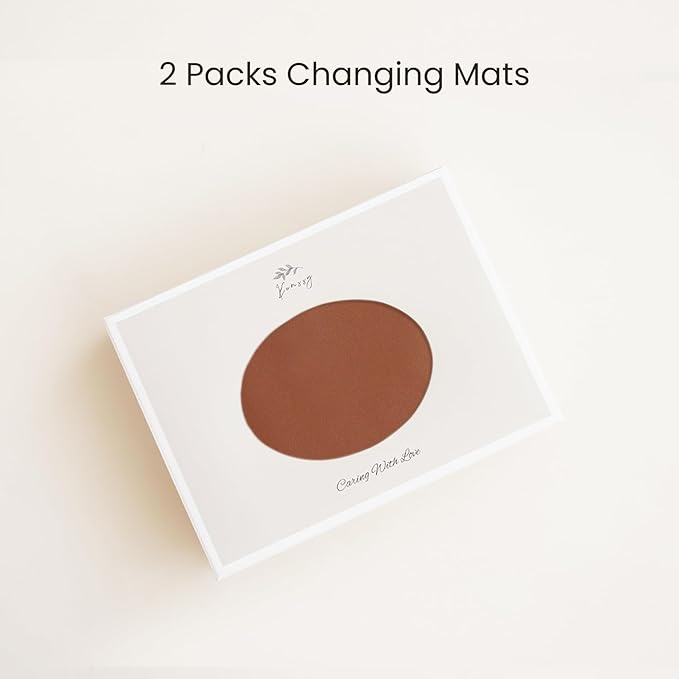 Konssy Faux Leather Baby Changing Mat, Waterproof, Wipeable & Portable Diaper Changing Pad for Travel or Home, Fits Perfectly in Diaper Bag, 30 x 17 inches (Brown,Beige)