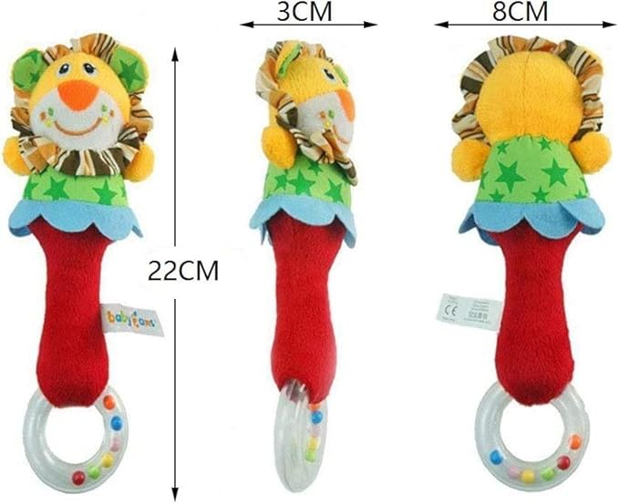 Baby Soft Rattles Shaker, Infant Developmental Hand Grip Baby Toys, Cute Stuffed Animal with Sound for 3 6 9 12 Months and Newborn Gift(2 Pack)