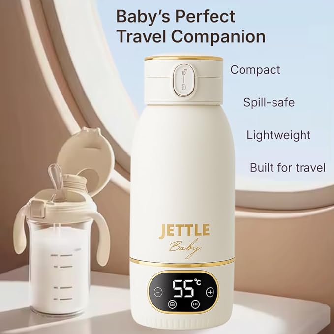 Portable Baby Milk Warmer - Cordless, Rechargeable Bottle Warmer for Breast Milk, Formula & Water, Baby-Safe Temperature Control, Travel-Ready, 500ml