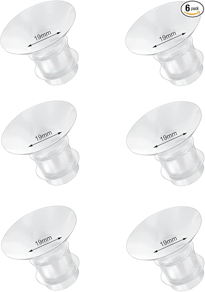 Flange Inserts 19mm 6PCS Compatible with Momcozy/Medela/eufy/Spectra/Medela/TSRETE/Lansinoh Wearable Breast Pump, for The Most 24mm Shield/Flange Pump, Reduce 24mm Tunnel Down to Correct Size
