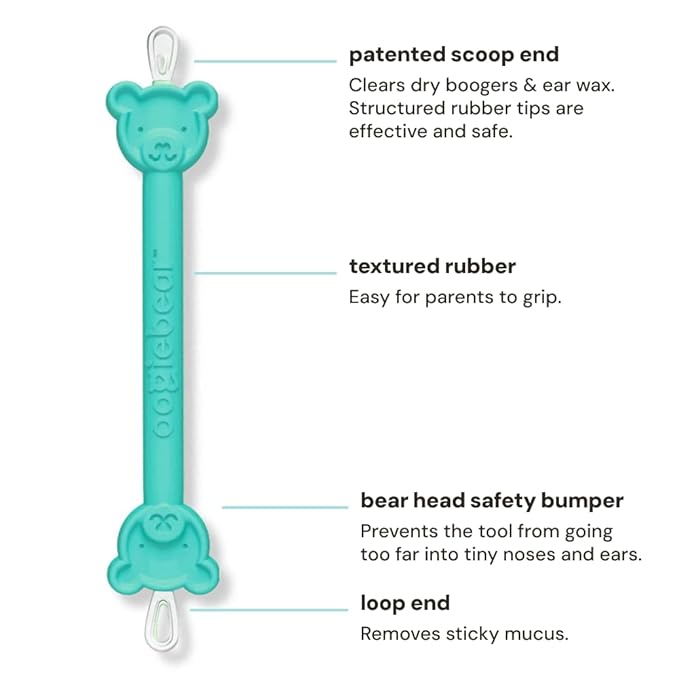 oogiebear: Baby Nose Cleaner & Ear Wax Removal Tool - Safe Booger & Earwax Removal for Newborns, Infants, Toddlers - Dual-Ended - Essential Baby Stuff, Diaper Bag Must-Have - 4 Pack with a Pouch