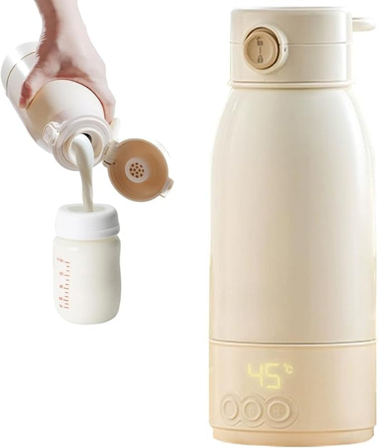 Portable Baby Bottle Warmer – Fast Heating Milk & Formula Warmer with Type-C Charging, 17oz Leakproof Travel Bottle for Breastmilk, Water, Car, Outdoor, and On-the-Go Feeding