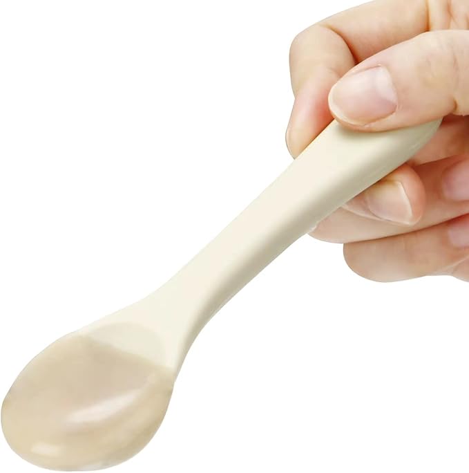 PandaEar Silicone Baby Spoon and Fork Set | 6 Pack First Stage Toddler Self Feeding Utensils 6-12 Months | LED Weaning Spoons