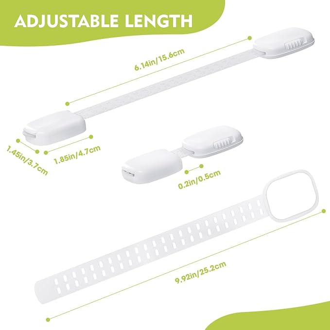 Cabinet Locks Baby Proofing (6 Pack), Adjustable Fridge Locks for Kids, 360° Rotation, Child Proof Baby Safety Locks for Kitchen Cupboards, Doors, Refrigerators, Cabinets, Drawers, Ovens, Toilet