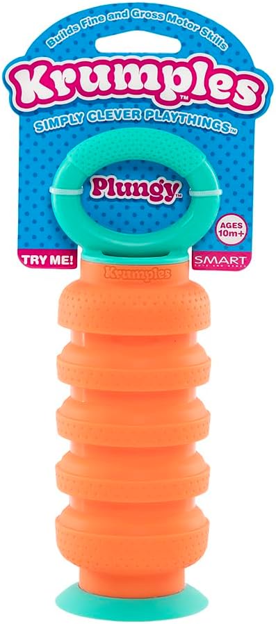 KRUMPLES Plungy Orange Sensory Suction Toy for Ages 10M+ | BPA-Free Silicone Fidget | Promotes Fine Motor Skills | Dishwasher Safe | Ideal Baby and Toddler Gift | Fun for All Ages