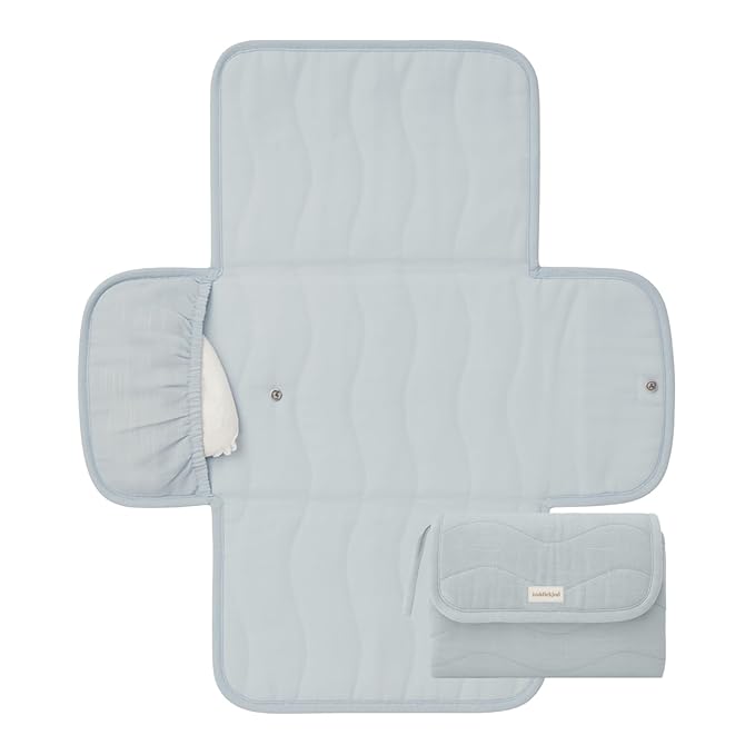 Toddlekind Mini Maven Portable Changing Pad – Travel Diaper Clutch for Babies, Organic Cotton & Water-Resistant, Compact Foldable Diaper Changing Mat with Pocket (Blue)