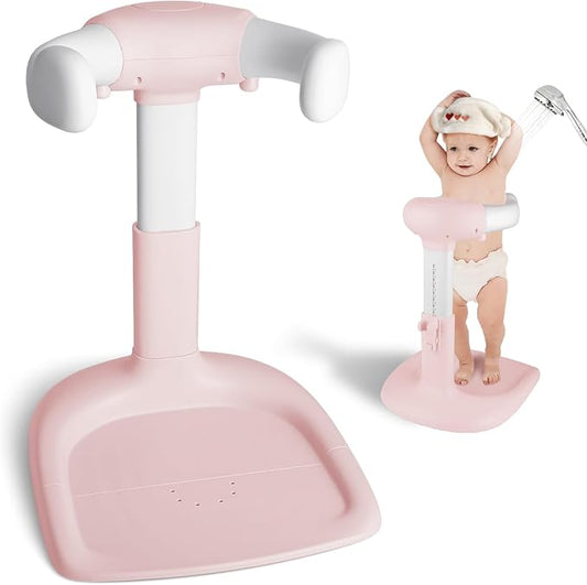 EC-Gaze Baby Shower Stand – Adjustable Baby Bath Stand & Standing Baby Bathtub, Baby Shower Standing Support, Toddler Shower Stand for Infants 8–36 Months(Pink)