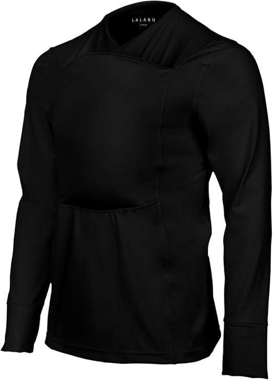 Lalabu Long-Sleeve Dad Shirt - Baby Wraps Carrier for Dad with Hand-Free Patented Pouch - Engineered for Bonding, Safety, & Comfort for Newborns Up to 15 Lbs. - CPSC Compliant