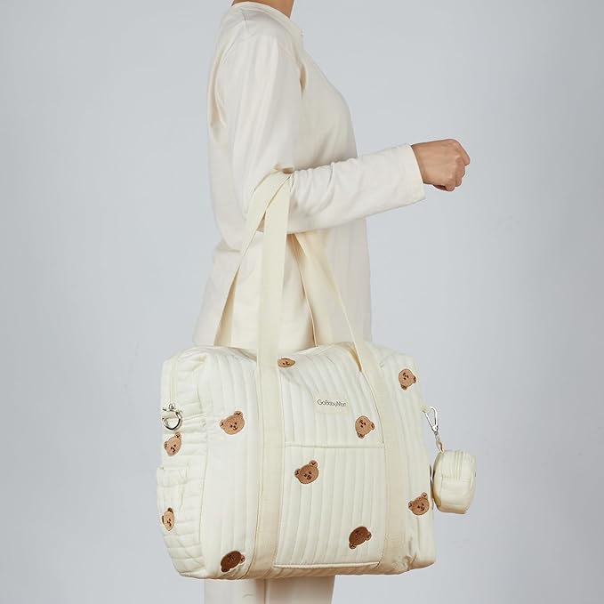 3pc Diaper Bag Tote Set, Hospital Bag for Labor & Delivery, Maternity Travel Bag with Changing Pad & Pacifier Case