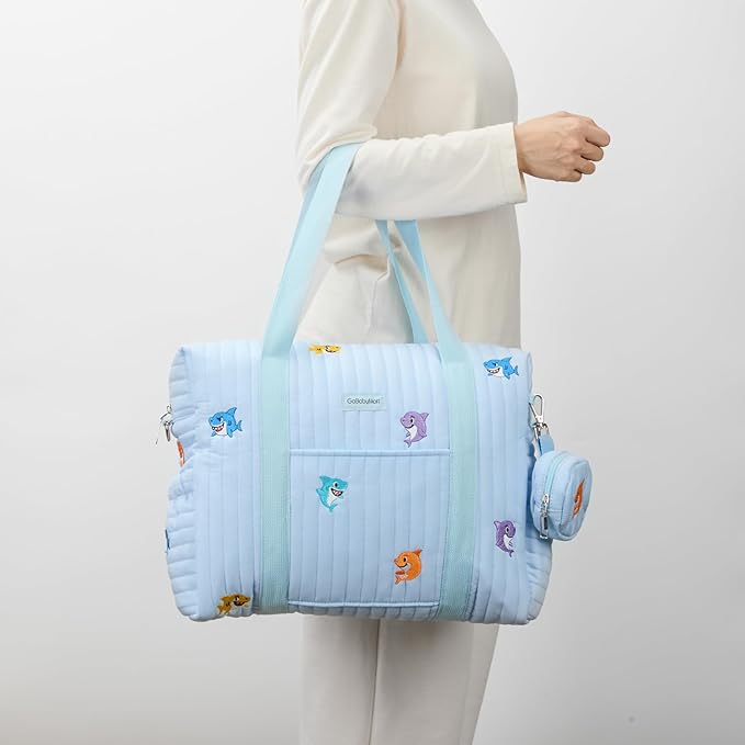 3pc Diaper Bag Tote Set, Hospital Bag for Labor & Delivery, Maternity Travel Bag with Changing Pad & Pacifier Case