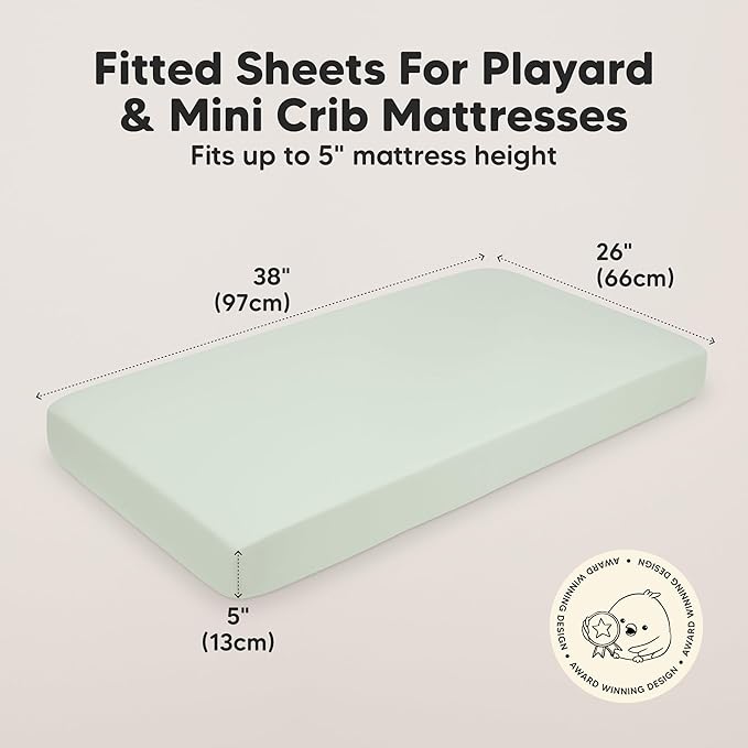 2-Pack Mini Crib Sheets Fitted - 38x26 Pack N Play Sheets for Pack and Play Mattress, Organic Cotton, Soft & Breathable Playard Bedding, Neutral Mini Toddler Bed Cover for Boys, Girls (Wildflowers)