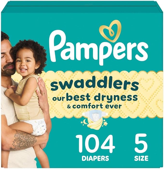 Pampers Baby Diapers - Swaddlers - Size 5, 104 Count, Ultra Absorbent Disposable Infant Diaper