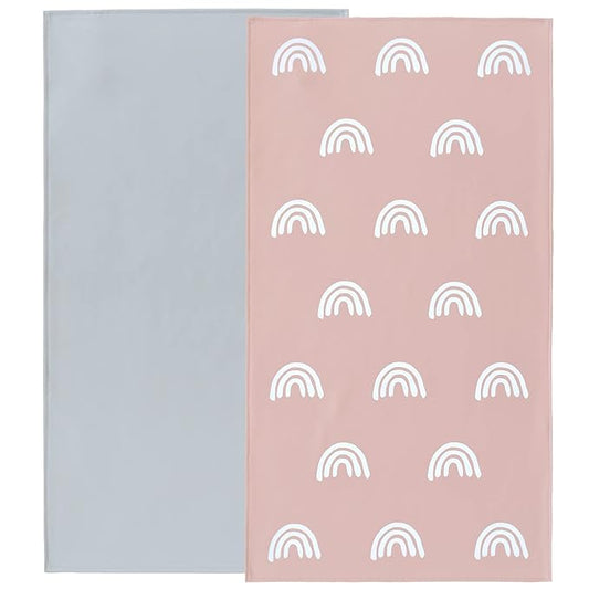 Owlowla Baby Diaper Changing Pad Portable Changing Mat Travel Changing Pad Liner for Baby and Small Toddler(Gray&Rainbow)