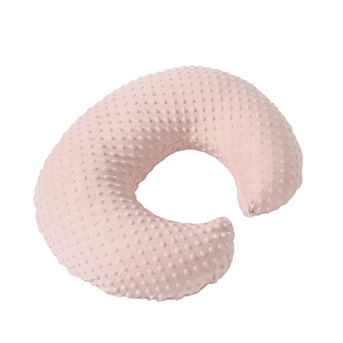 Nursing Pillow and Positioner with Cover for Breastfeeding and Bottle Feeding, Propping Baby, Tummy Time, Baby Sitting Support, Awake-Time Support (Light Pink, 22" x 17.7" x 5.9")