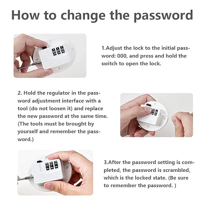 A Pack Refrigerator Lock - Heavy Duty Combination Fridge Lock, Child/Baby Proofing Lock for Cabinets, Closets, Drawers, Window and More, Easy Install and Use (White)