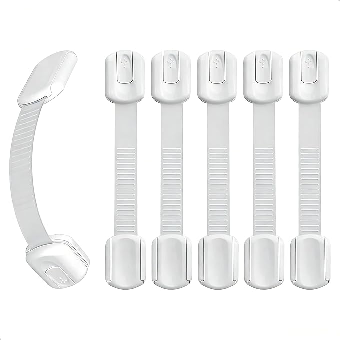 6-Pack Child Proof Cabinet Locks,Child Safety Strap Locks,Baby Proof Drawer Locks for Kids,Adjustable Strap No Drill No Tool