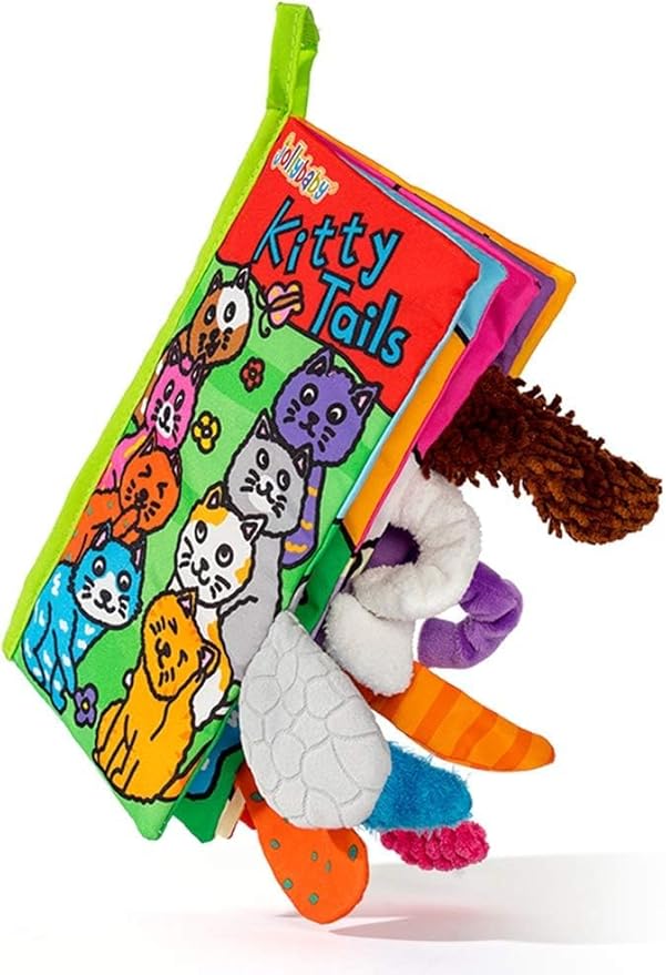 HECCEI Baby Cloth Books Soft Baby Book 0-6 Months Crinkle Books with Kitten Tails Touch and Feel Sensory Toys for Infant Tummy Time for 3 Months+ Easter Basket Stuffers